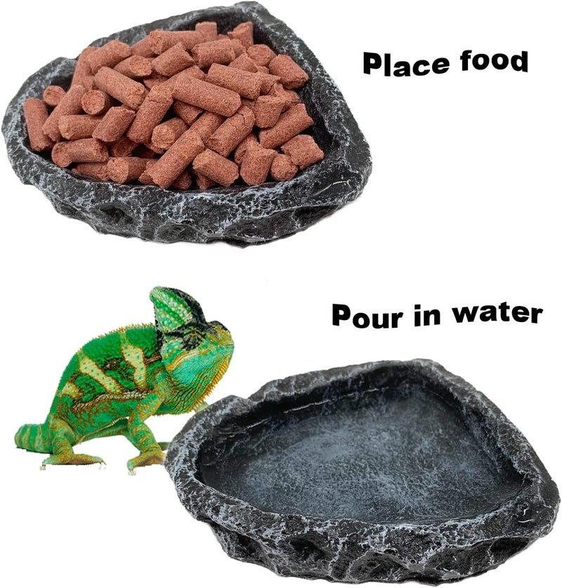 CATENESS Reptile Water Dish Food Bowl, 2 Pack Reptile Feeding Dish Corner Bowl Terrarium Bowls for Bearded Dragon Lizard Frog Gecko Tortoise Hermit Crab - Image 3